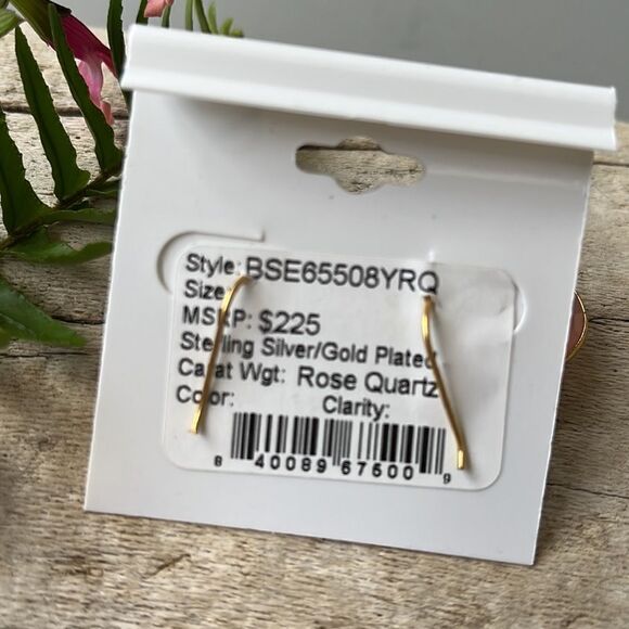 SAVVY CIE JEWELS, VERMEIL DROP ROSE QUARTZ EARRINGS.   NWT - Picture 5 of 5